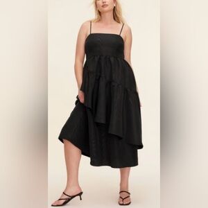 Kate Spade Women’s Tiered Ruffle Midi Tank Dress Black M